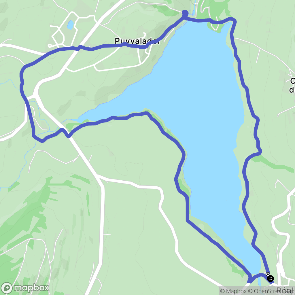 Réal : carte du parcours de randonnée - France