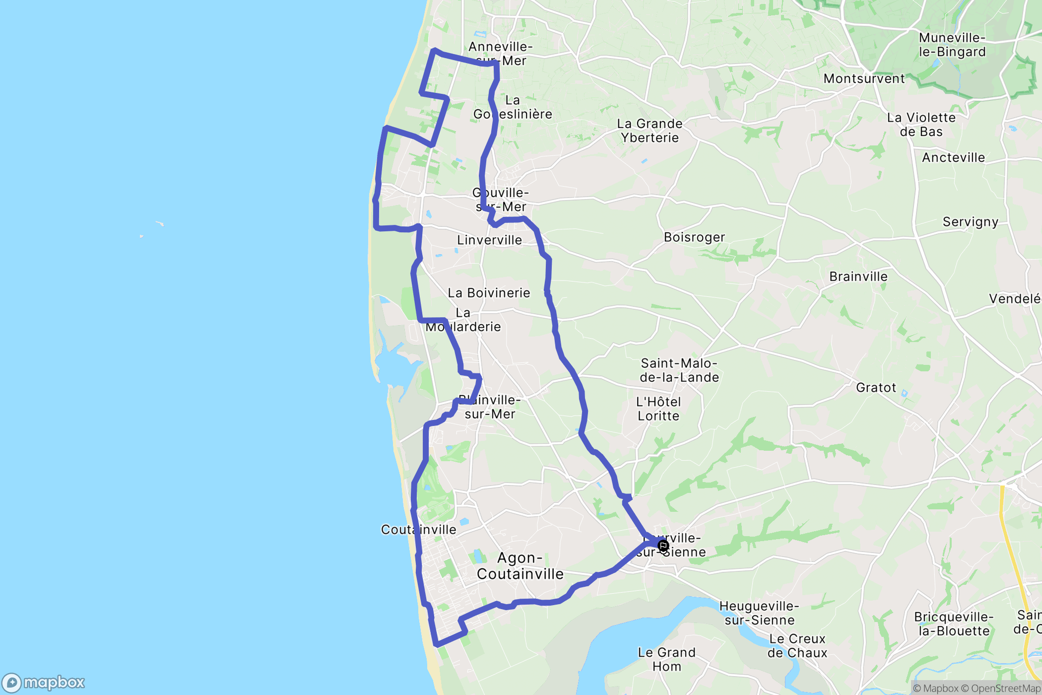 Tourville-sur-Sienne : carte du parcours de randonnée - France