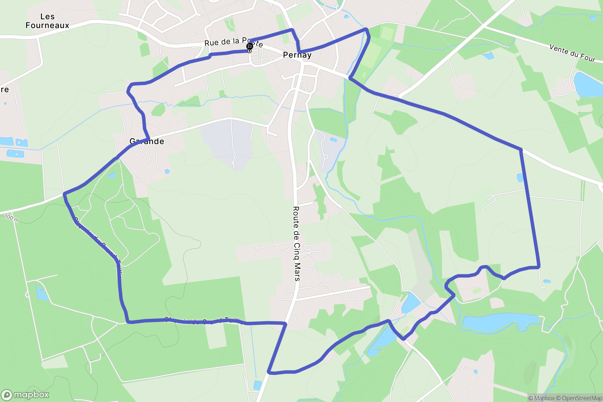 Pernay : carte du parcours de randonnée - France