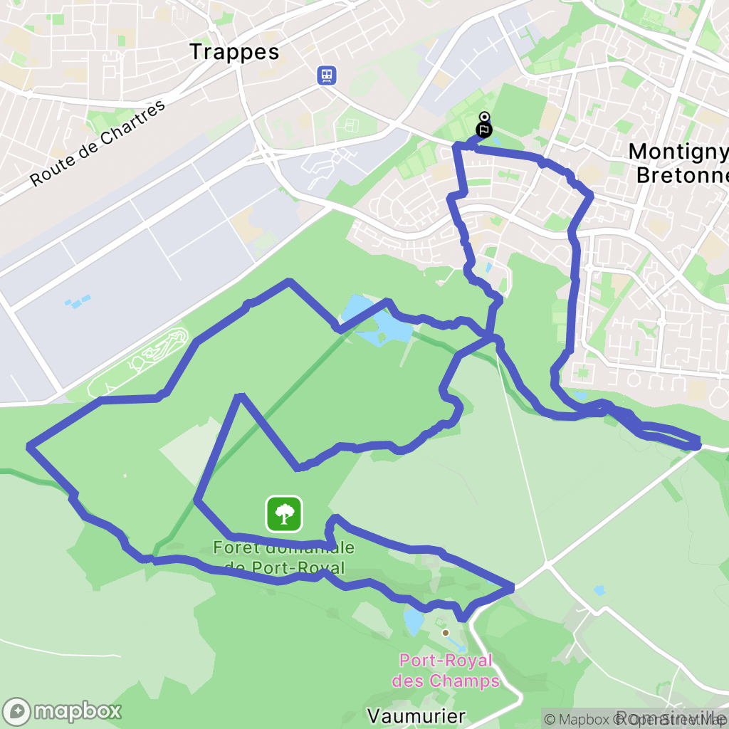 Montigny-le-Bretonneux : carte du parcours de randonnée - France