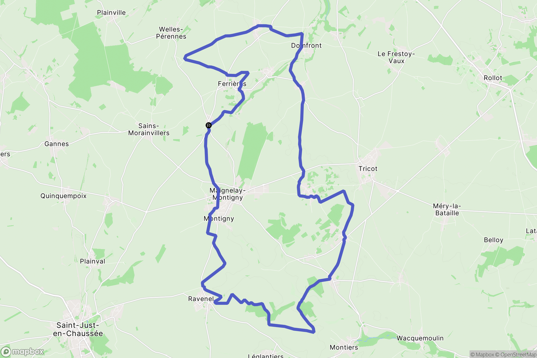 Crèvecœur-le-Petit : carte du parcours de randonnée - France