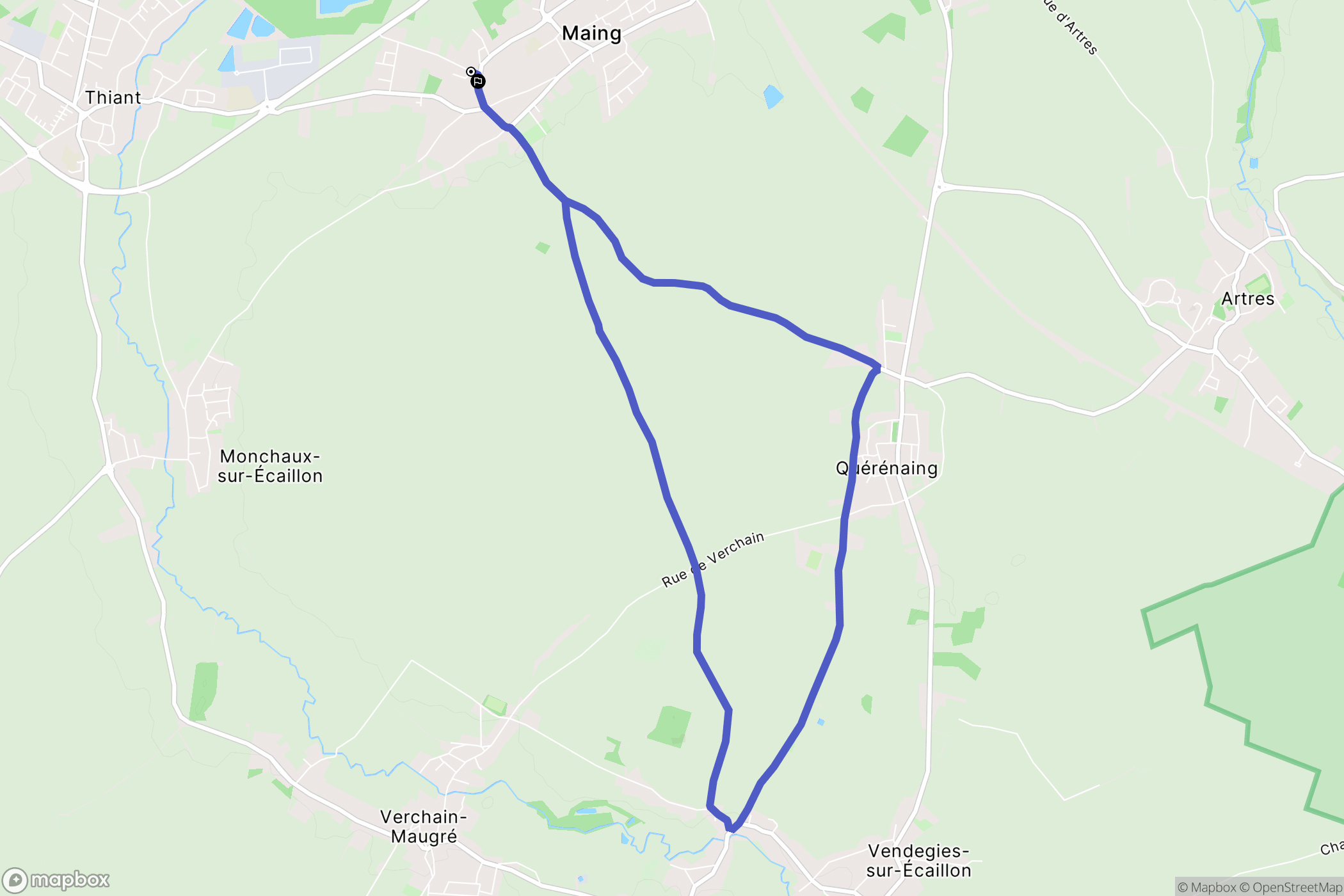 Maing : carte du parcours de randonnée - France