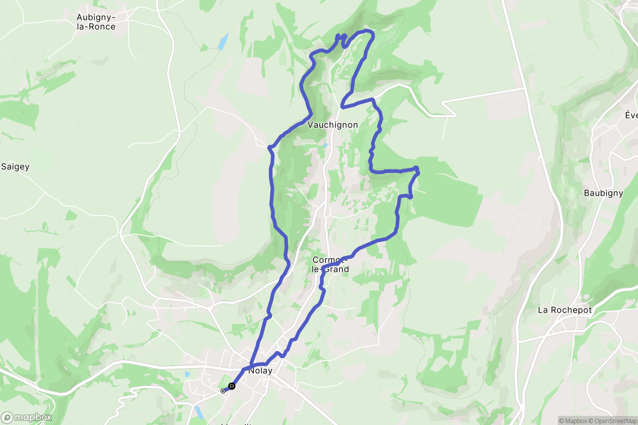 Nolay : carte du parcours de randonnée - France