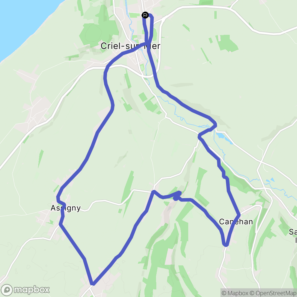 Criel-sur-Mer : carte du parcours de randonnée - France