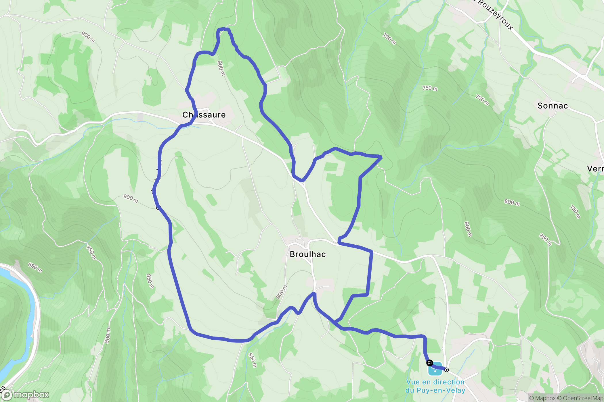 Chaspinhac : carte du parcours de randonnée - France
