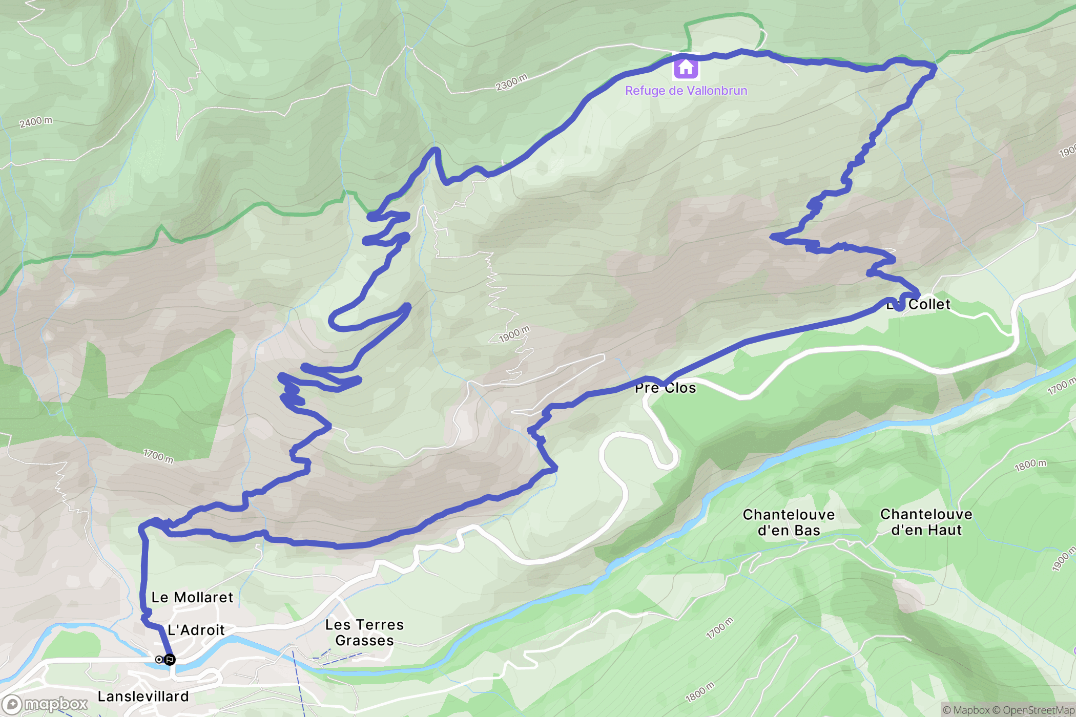 Val-Cenis : carte du parcours de randonnée - France
