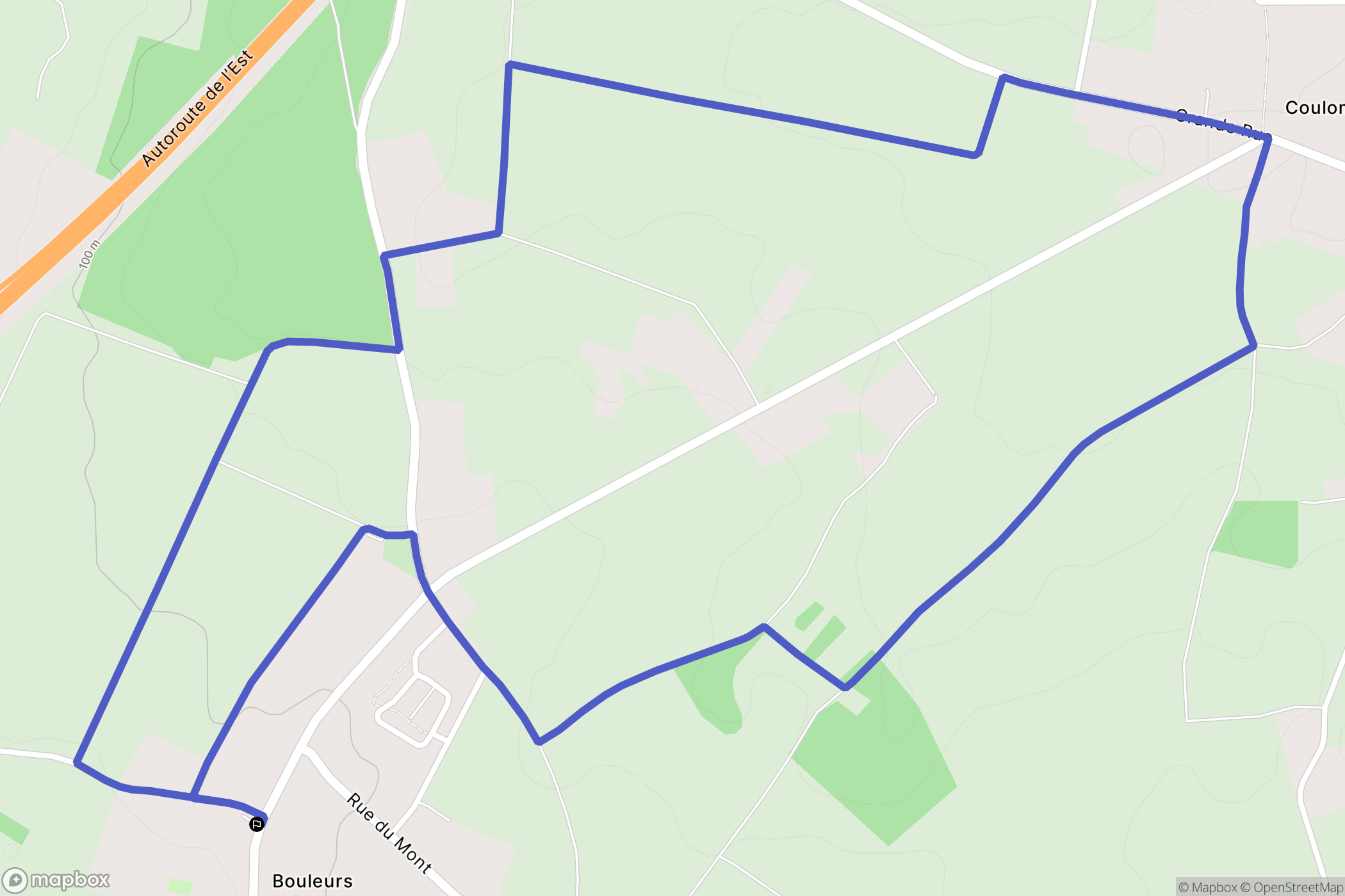 Bouleurs : carte du parcours de randonnée - France