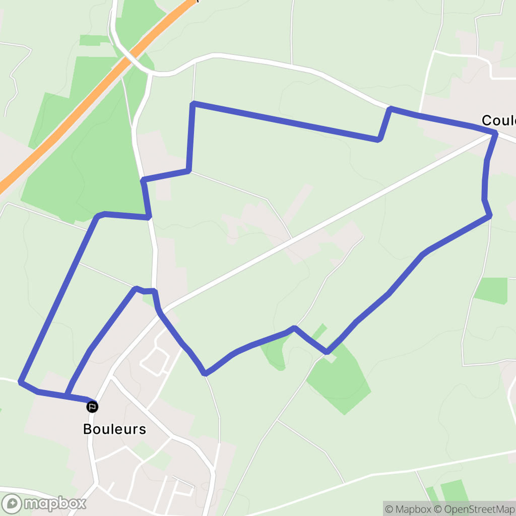 Bouleurs : carte du parcours de randonnée - France