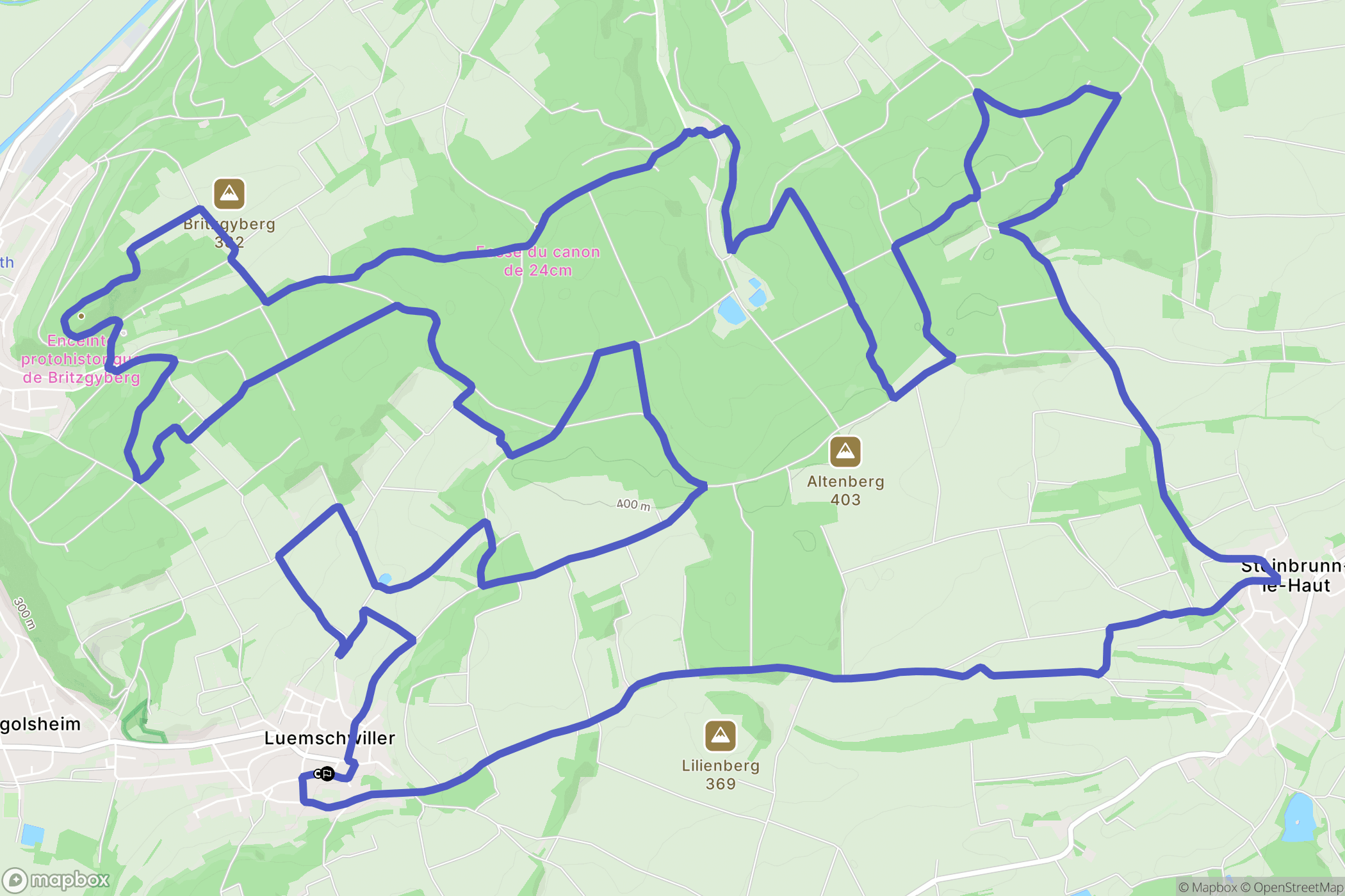 Luemschwiller : carte du parcours de randonnée - France