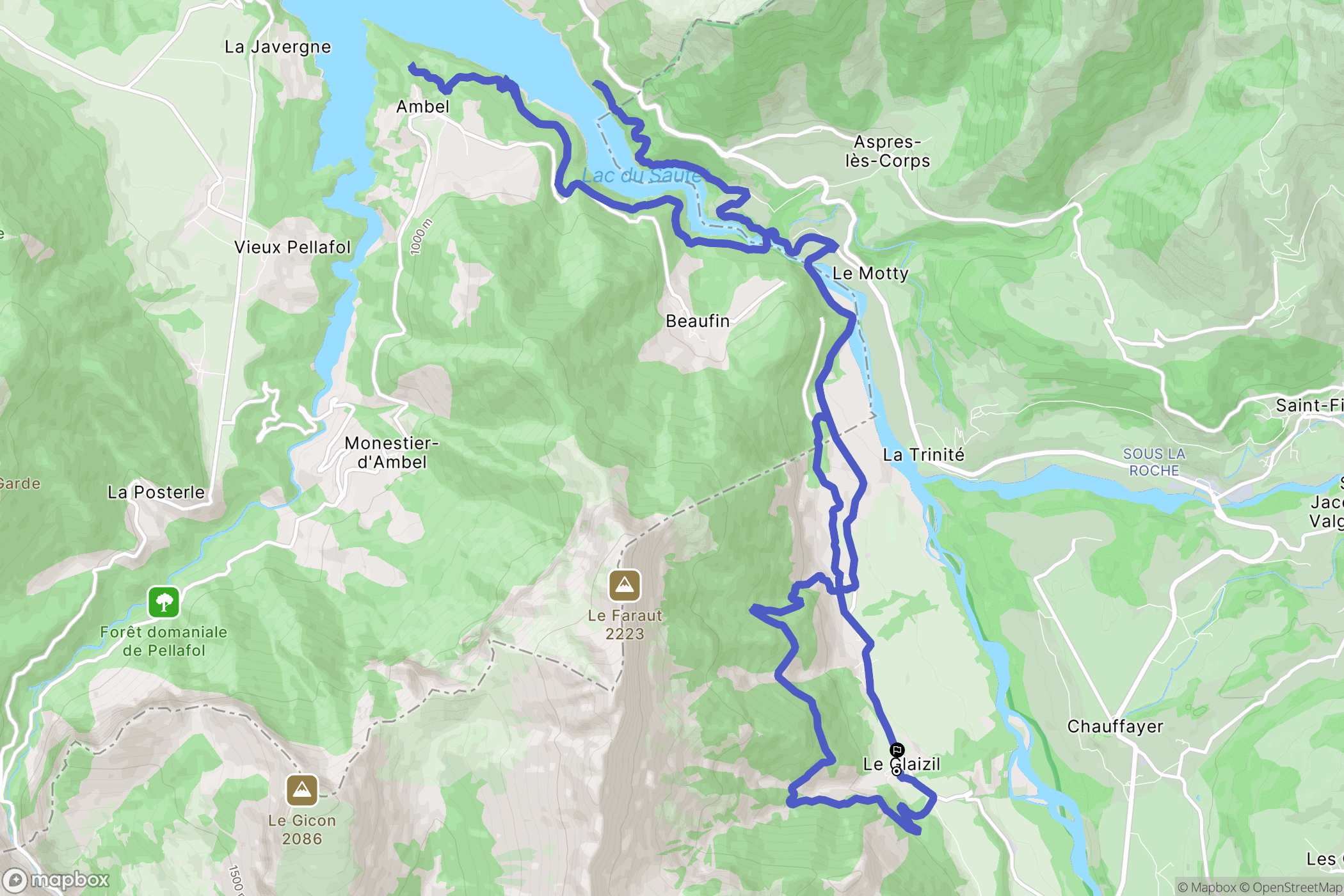 Le Glaizil : carte du parcours de randonnée - France