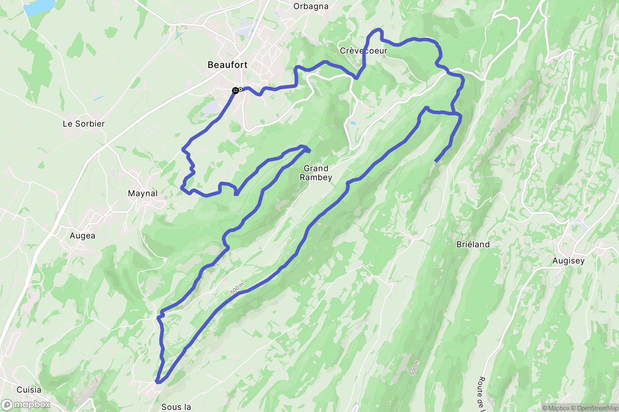 Beaufort-Orbagna : carte du parcours de randonnée - France