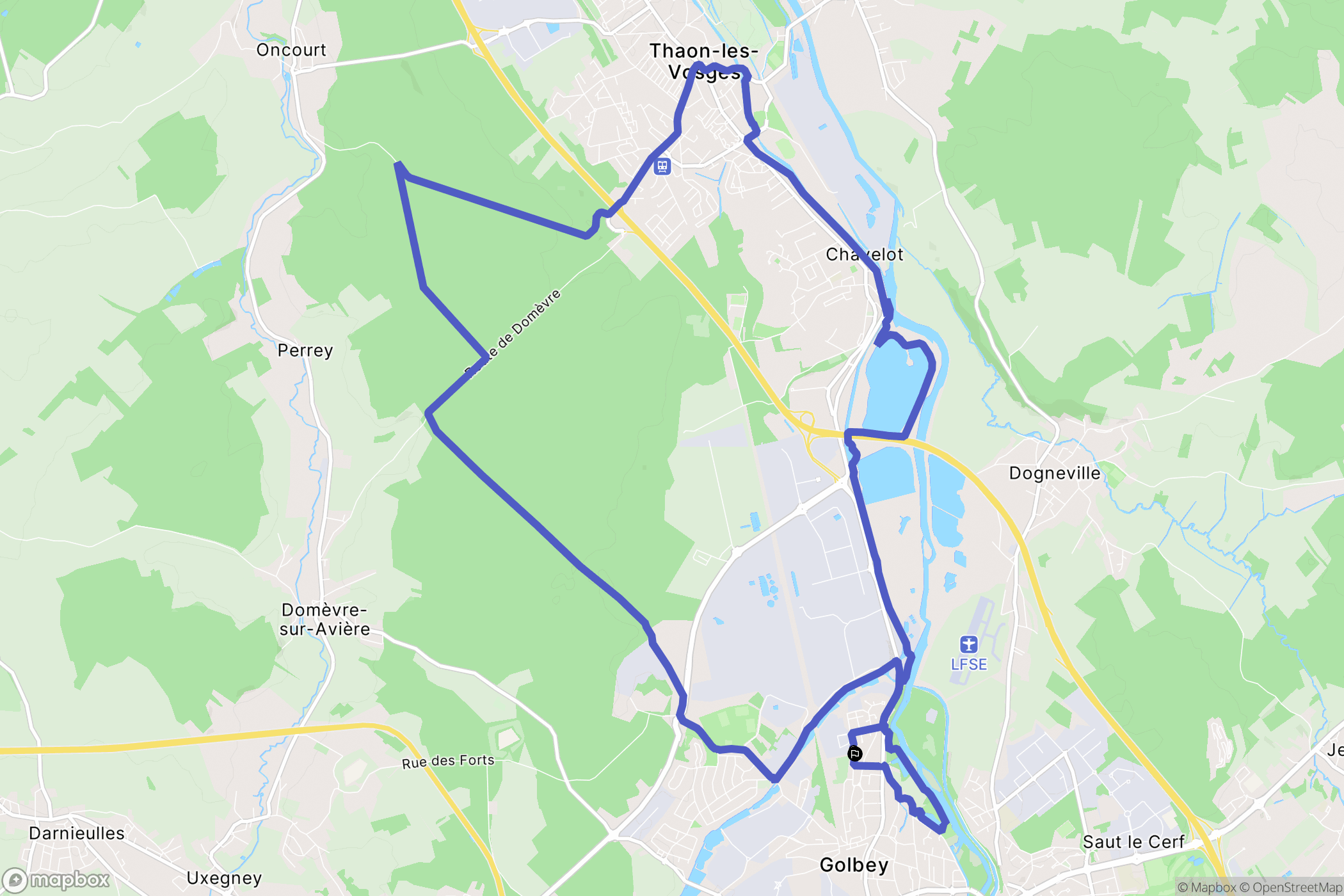 Thaon les Vosges : carte du parcours de randonnée - France