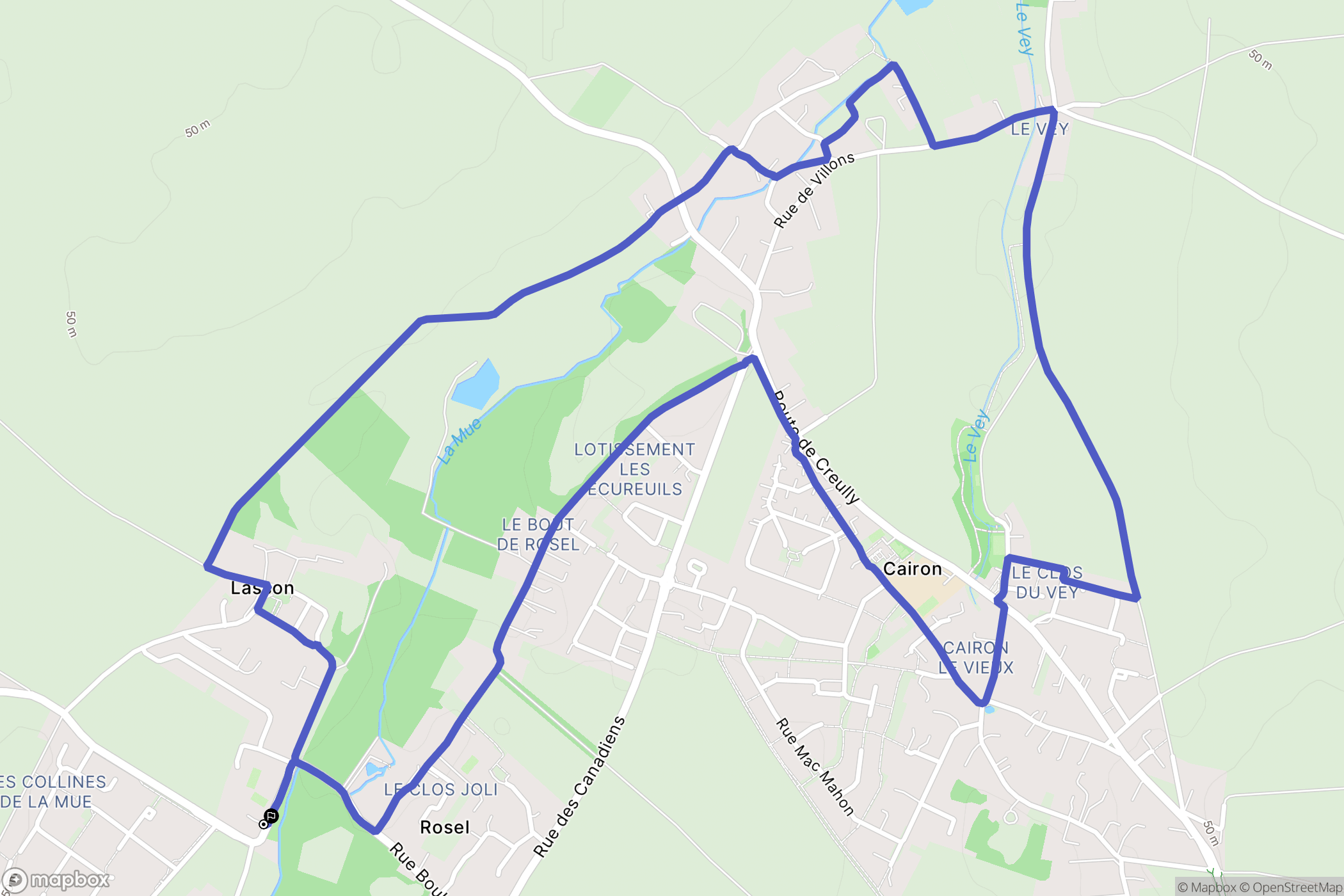 Rots : carte du parcours de randonnée - France
