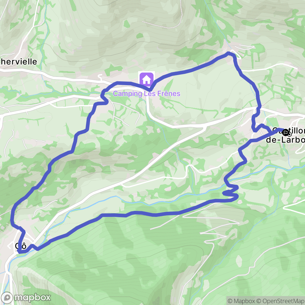 Castillon-de-Larboust : carte du parcours de randonnée - France