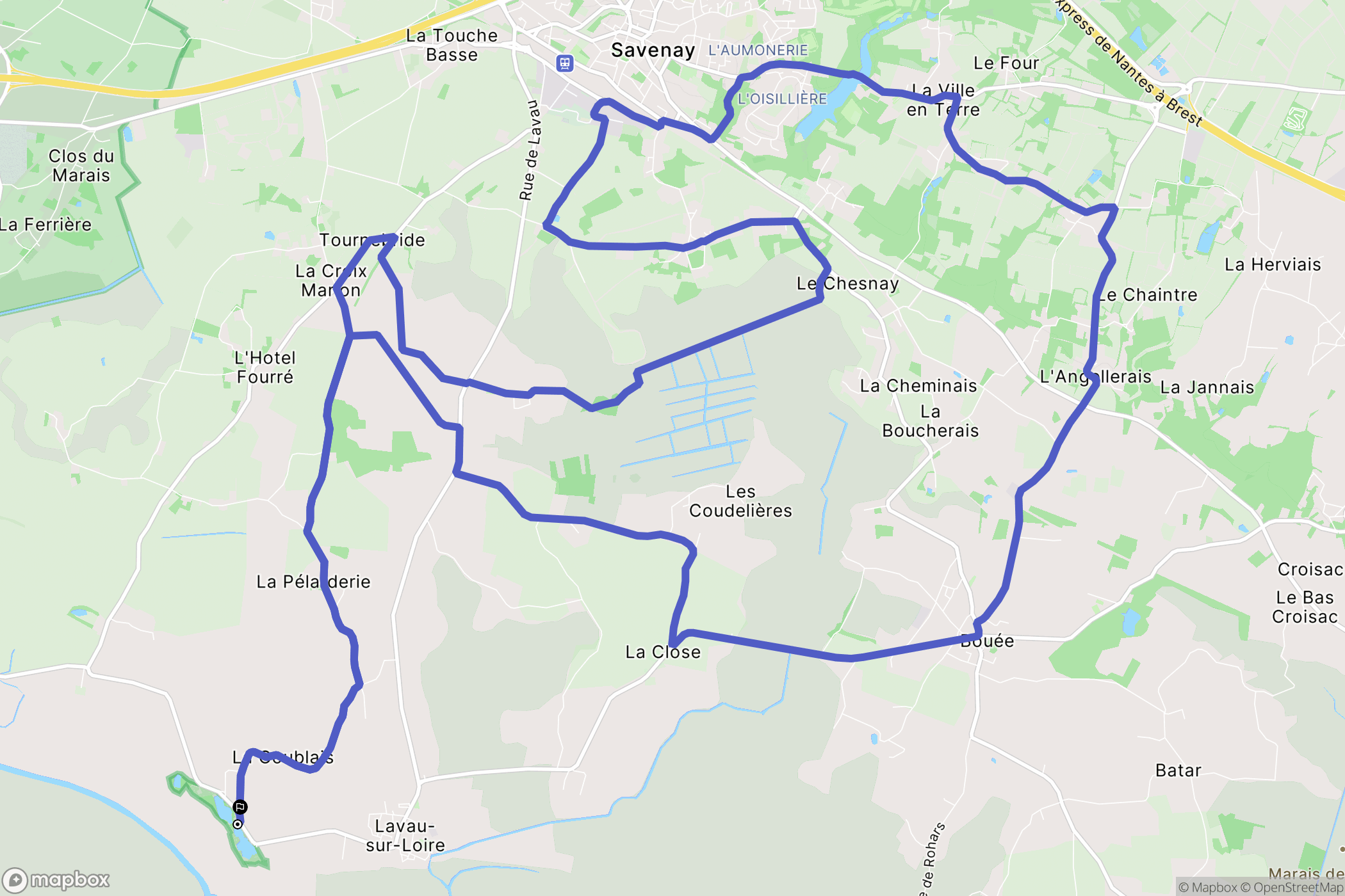 Lavau-sur-Loire : carte du parcours de randonnée - France