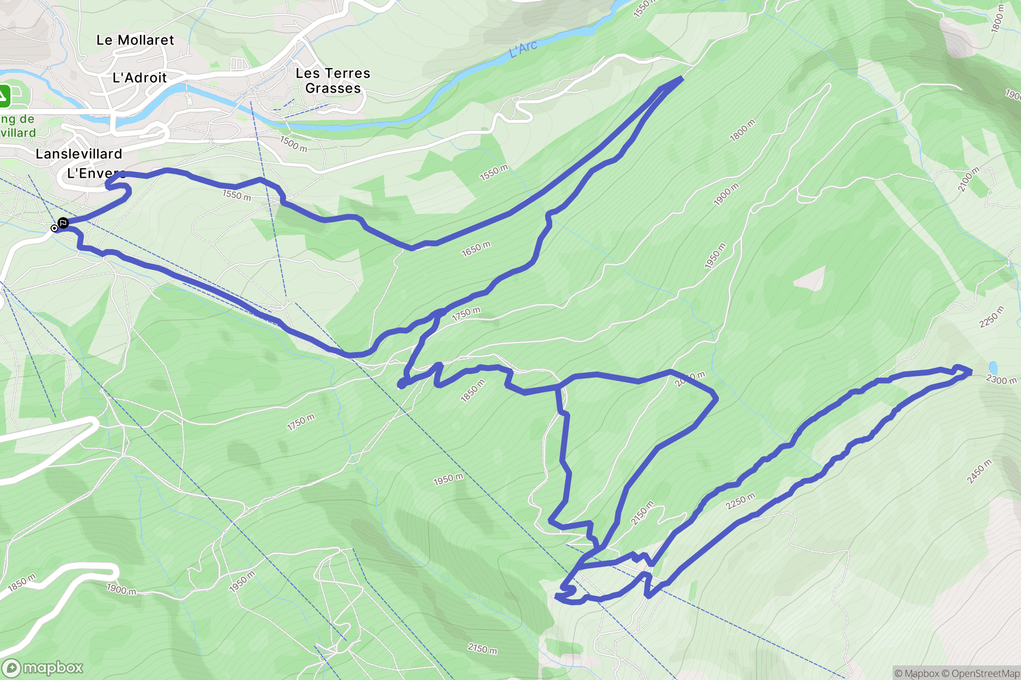 Val-Cenis : carte du parcours de randonnée - France
