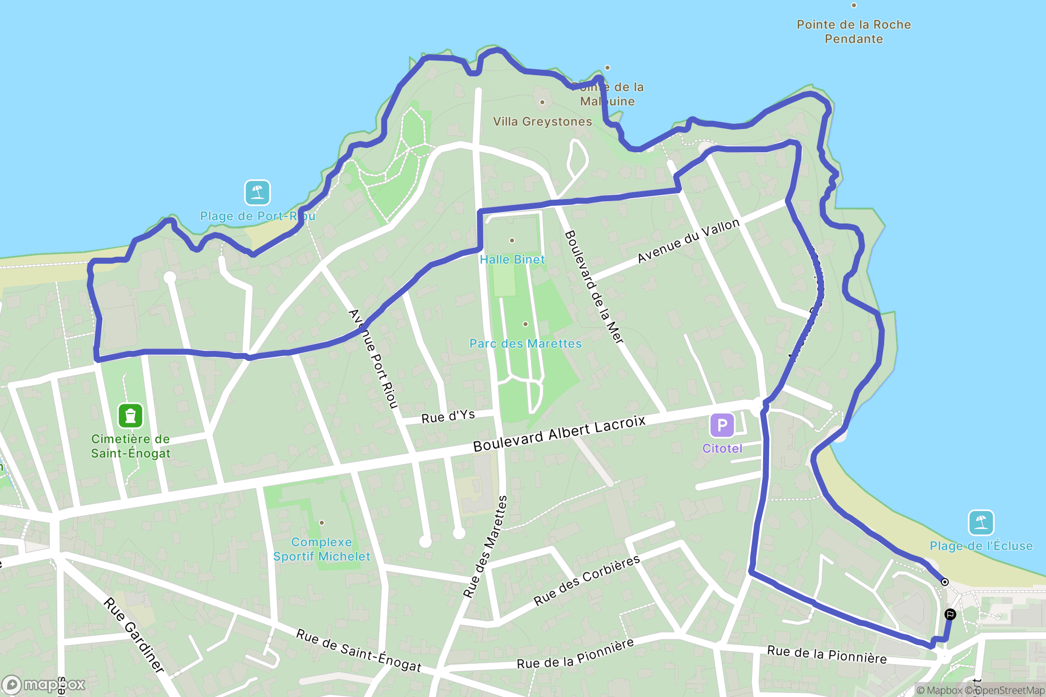 Dinard : carte du parcours de randonnée - France