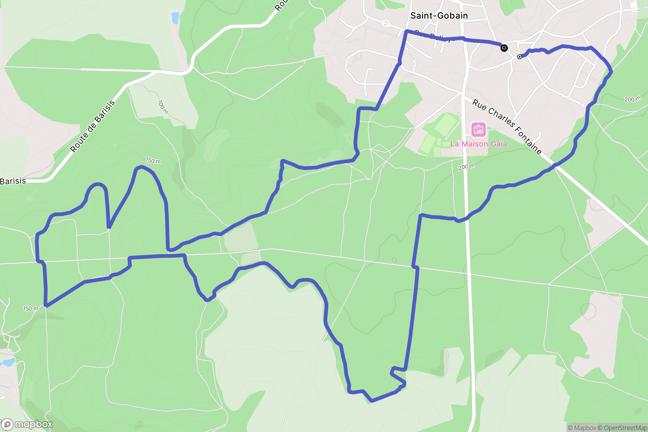 Saint-Gobain : carte du parcours de randonnée - France