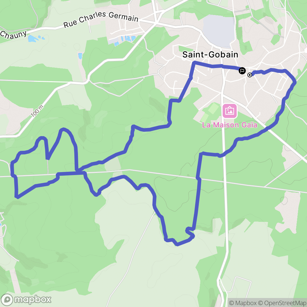 Saint-Gobain : carte du parcours de randonnée - France
