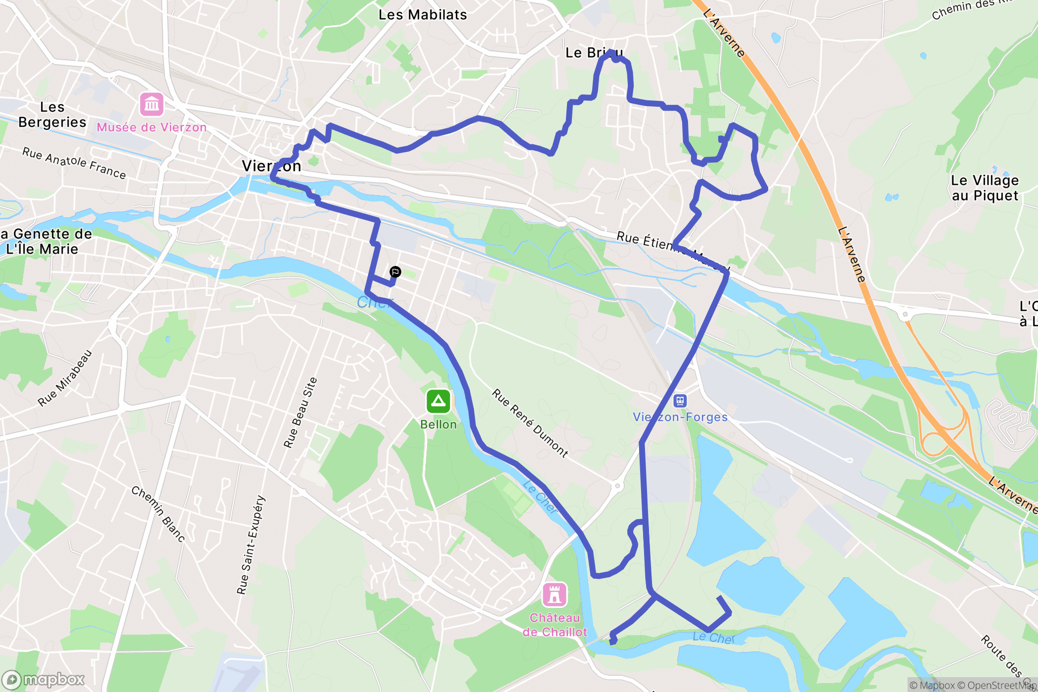 Vierzon : carte du parcours de randonnée - France