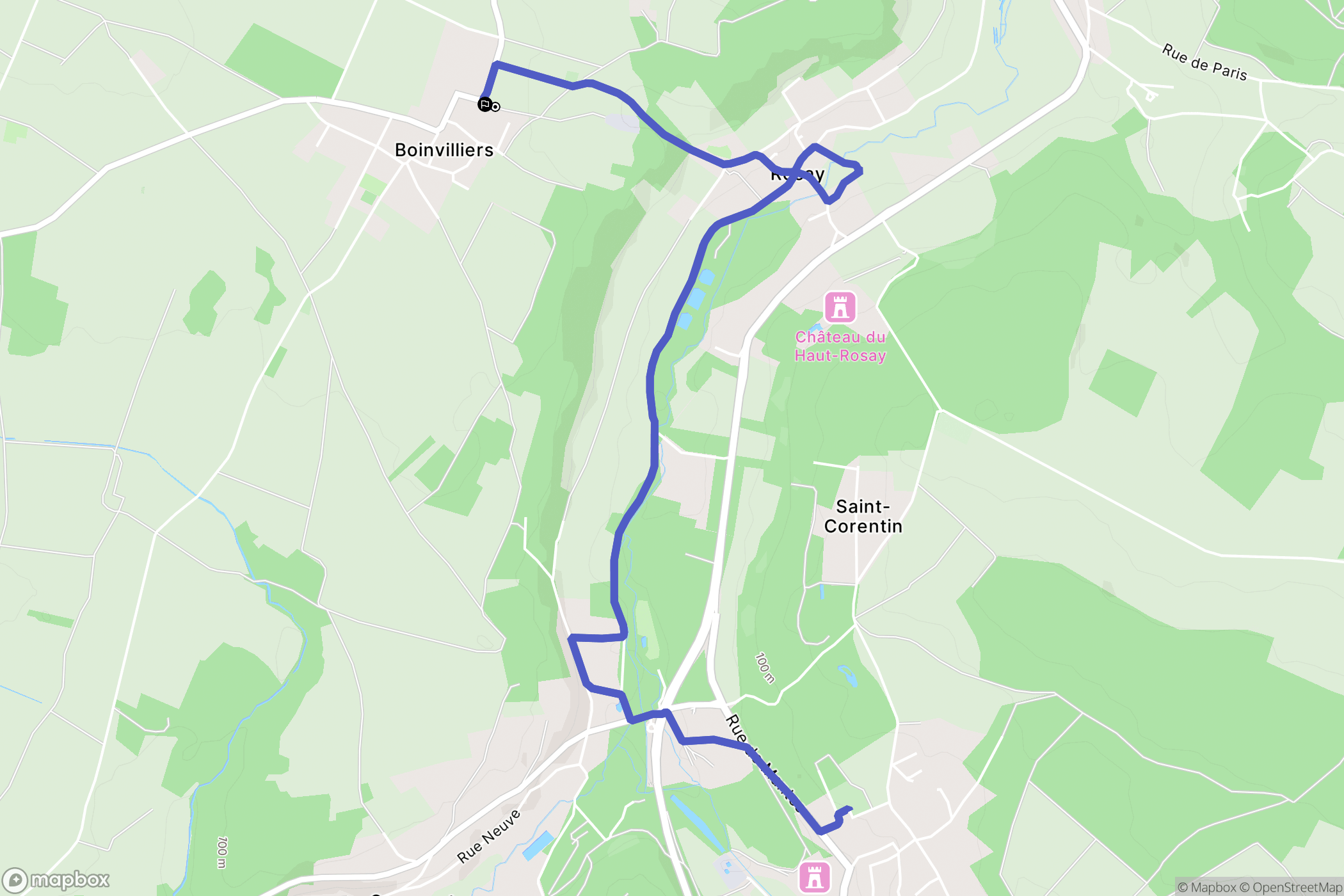 Boinvilliers : carte du parcours de randonnée - France