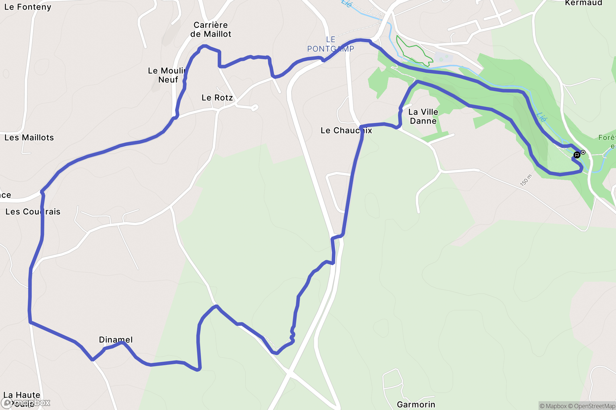 Plouguenast-Langast : carte du parcours de randonnée - France