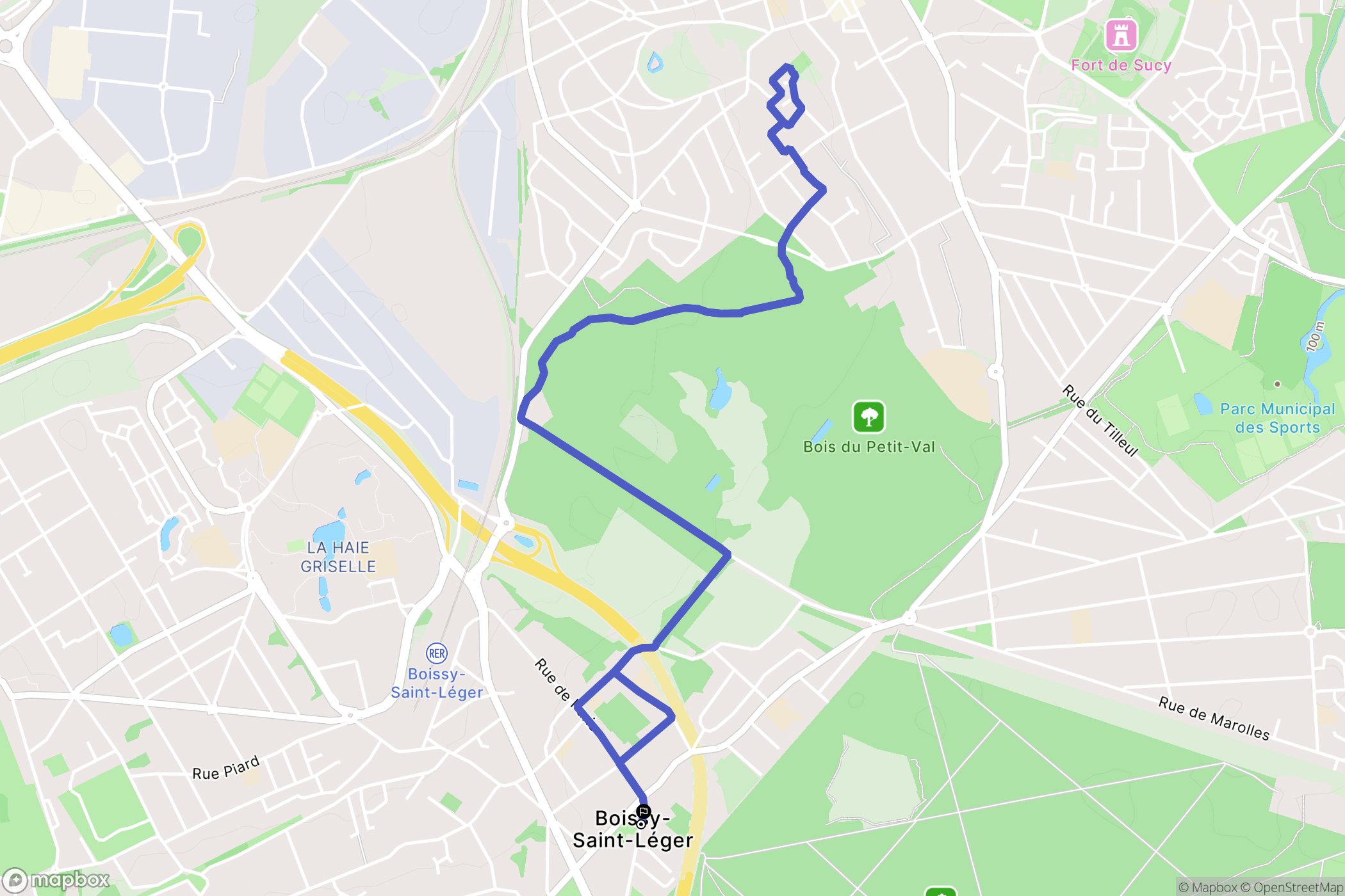 Boissy-Saint-Léger : carte du parcours de randonnée - France