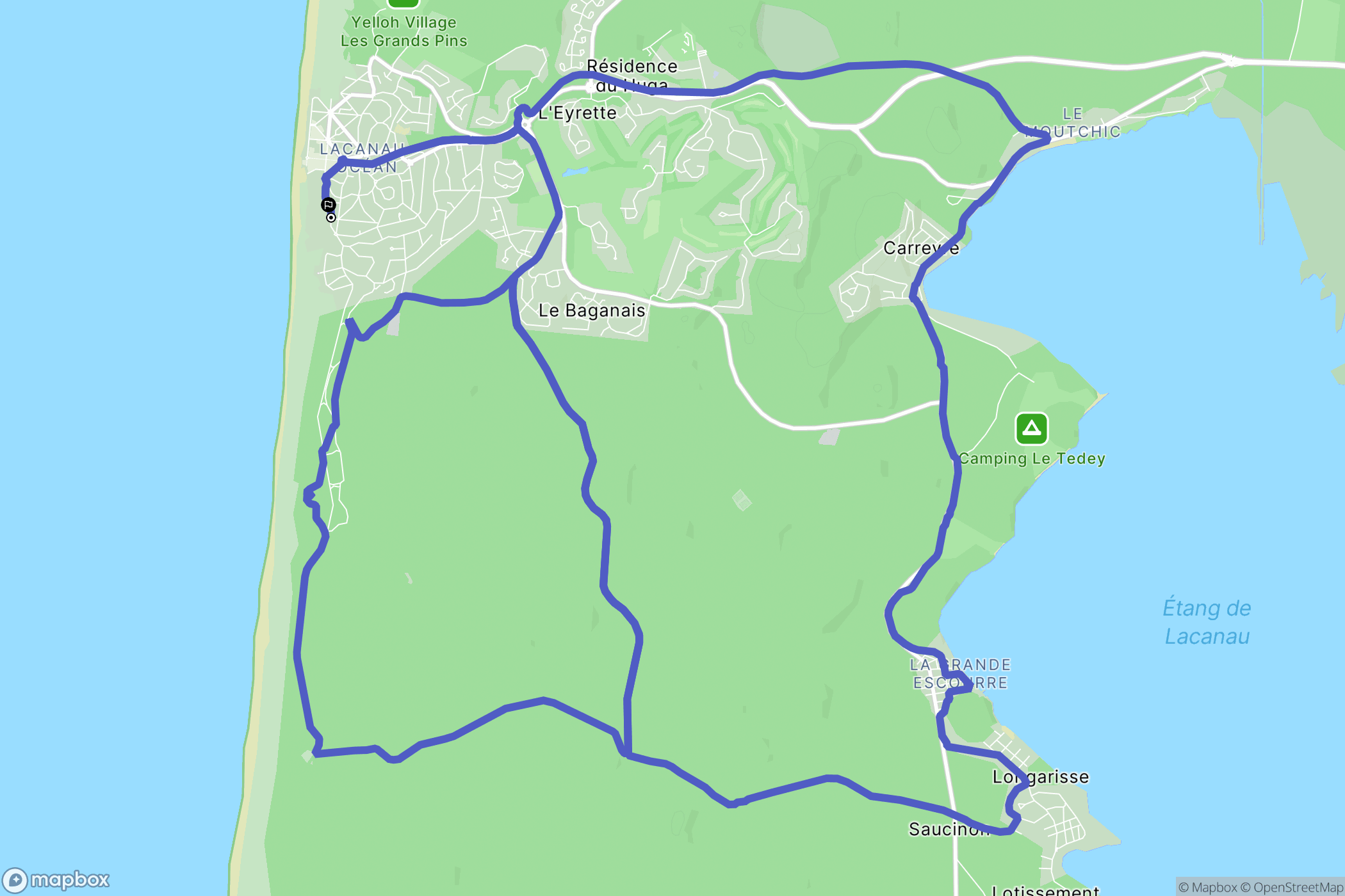 Lacanau : carte du parcours de randonnée - France