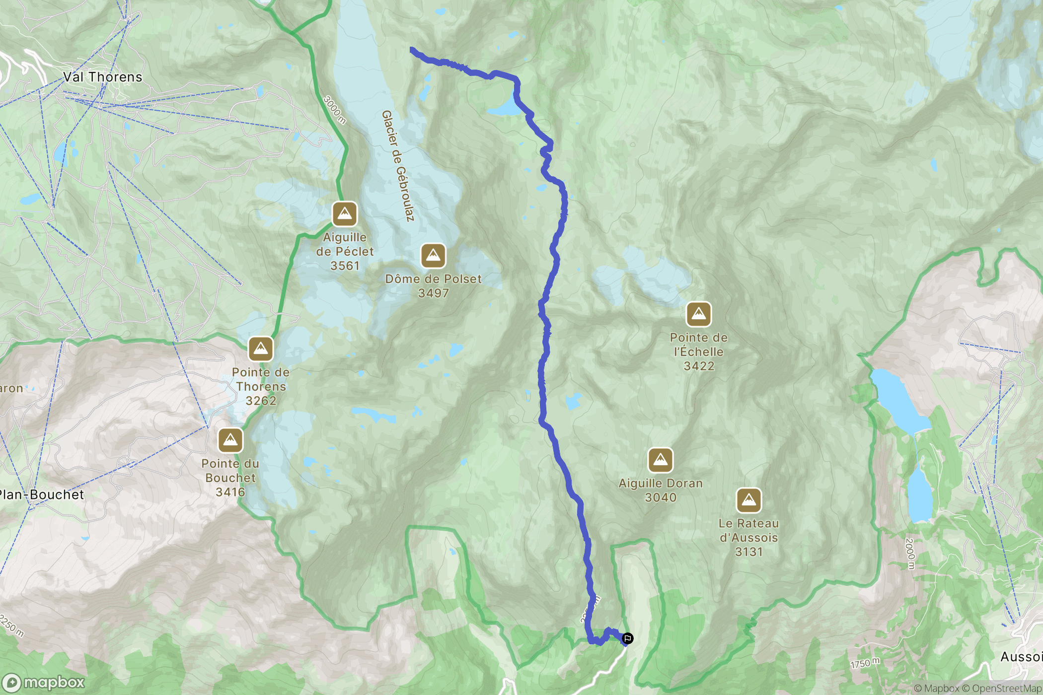 Villarodin-Bourget : carte du parcours de randonnée - France