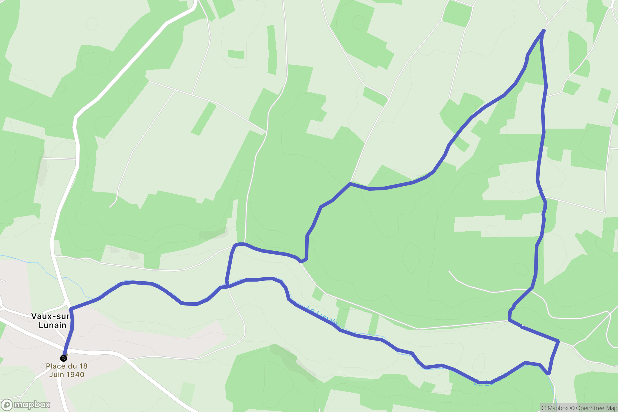 Vaux-sur-Lunain : carte du parcours de randonnée - France