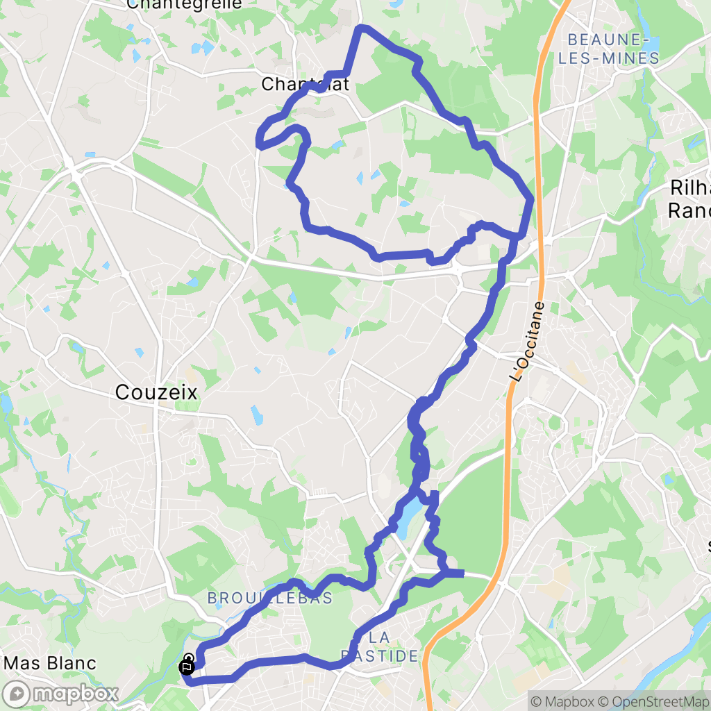 Limoges : carte du parcours de randonnée - France
