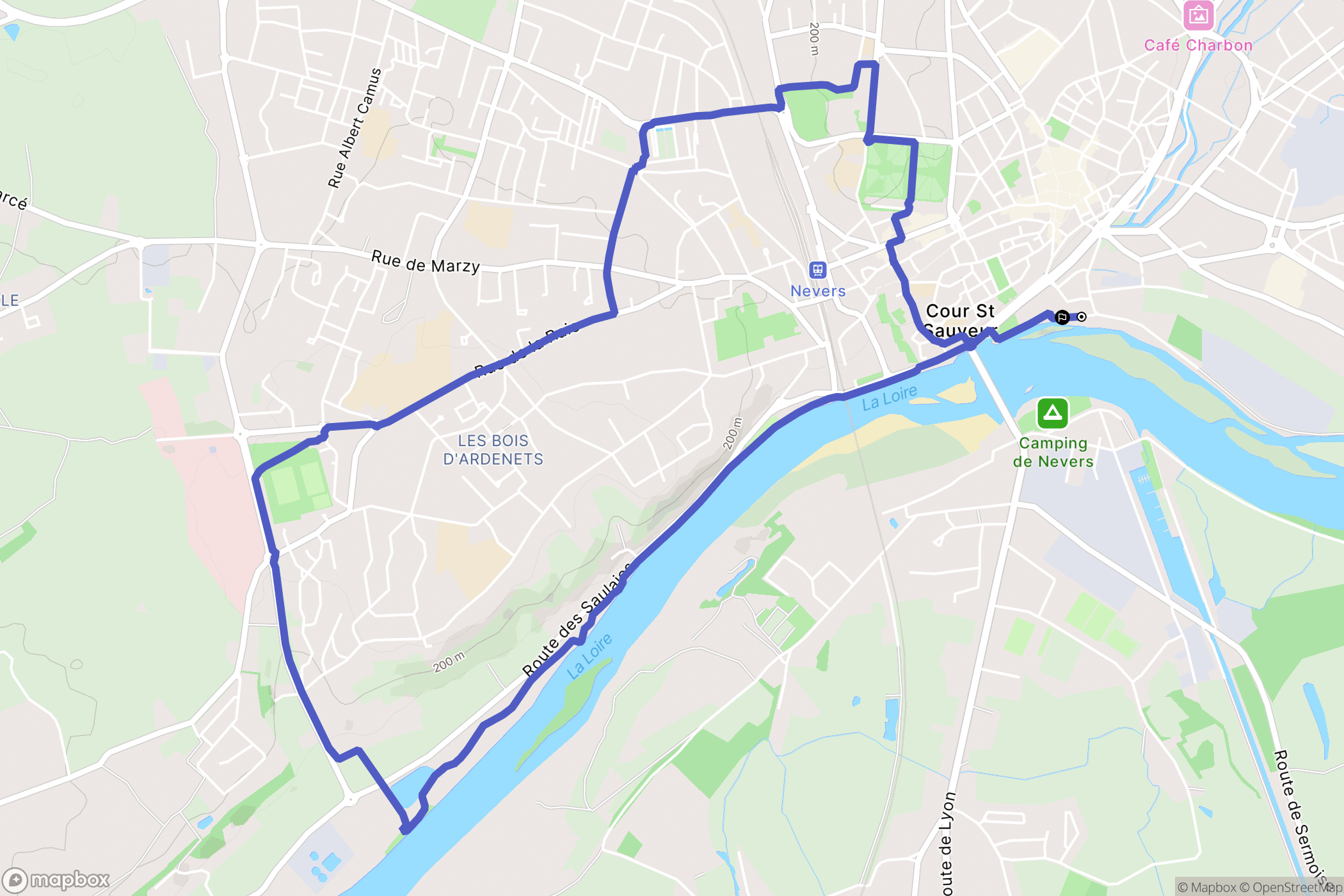Nevers : carte du parcours de randonnée - France