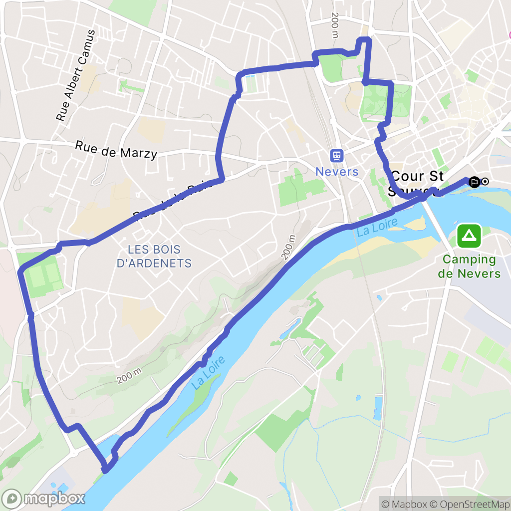 Nevers : carte du parcours de randonnée - France