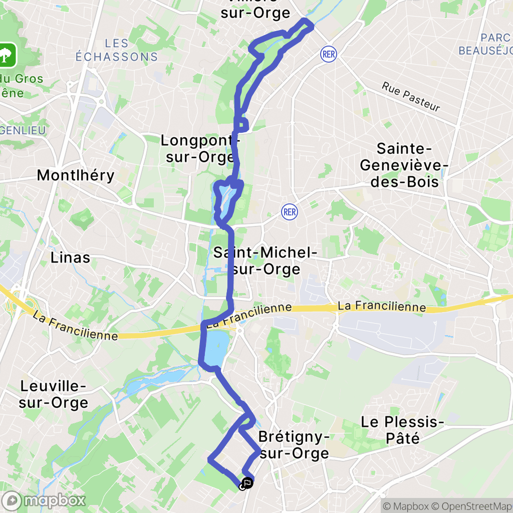 Brétigny-sur-Orge : carte du parcours de randonnée - France