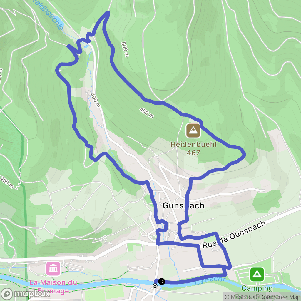 Gunsbach : carte du parcours de randonnée - France