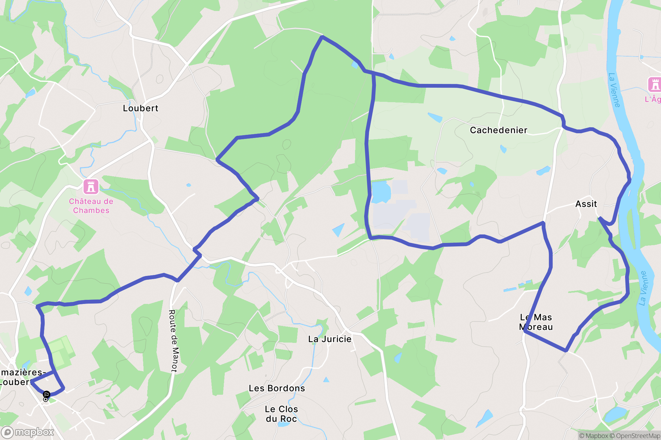 Terres-de-Haute-Charente : carte du parcours de randonnée - France