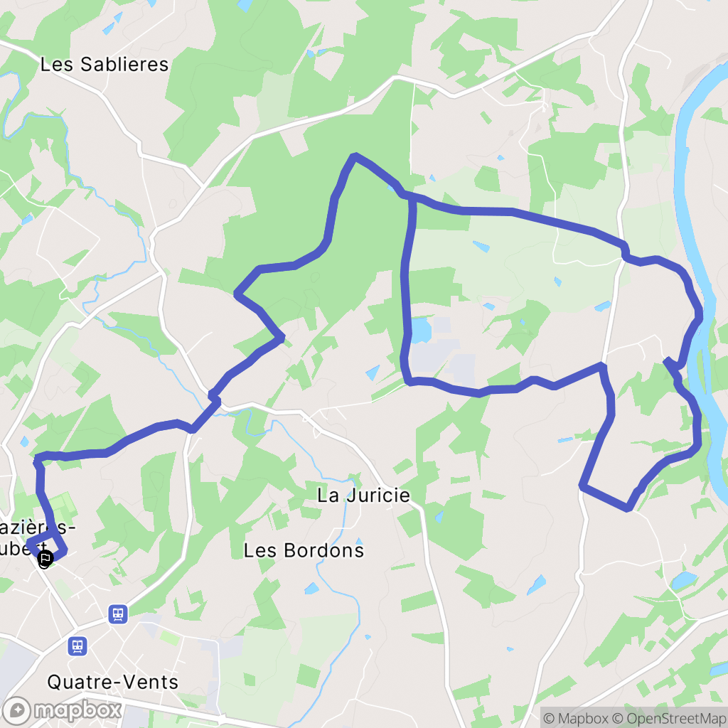 Terres-de-Haute-Charente : carte du parcours de randonnée - France
