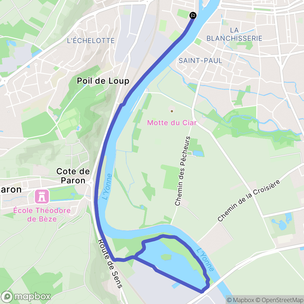 Sens : carte du parcours de randonnée - France