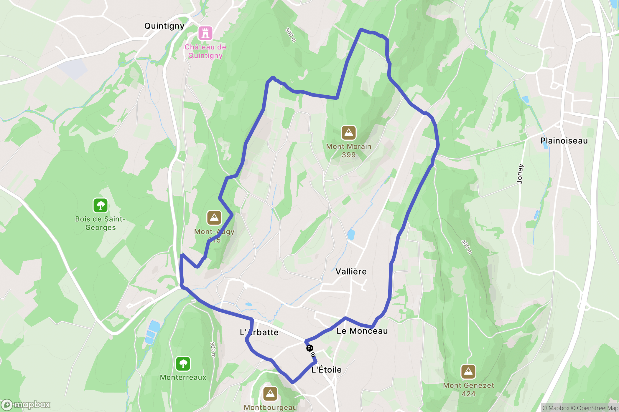 L'Étoile : carte du parcours de randonnée - France