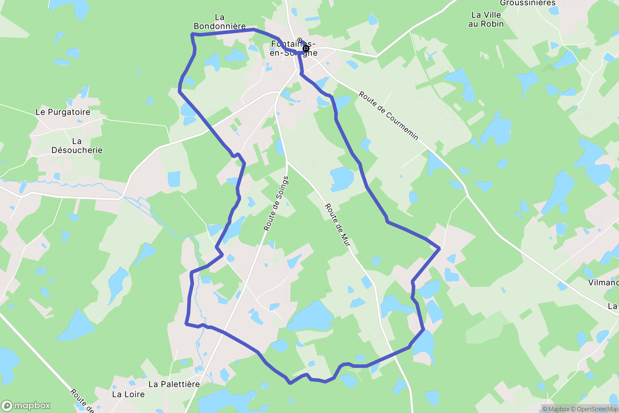 Fontaines-en-Sologne : carte du parcours de randonnée - France