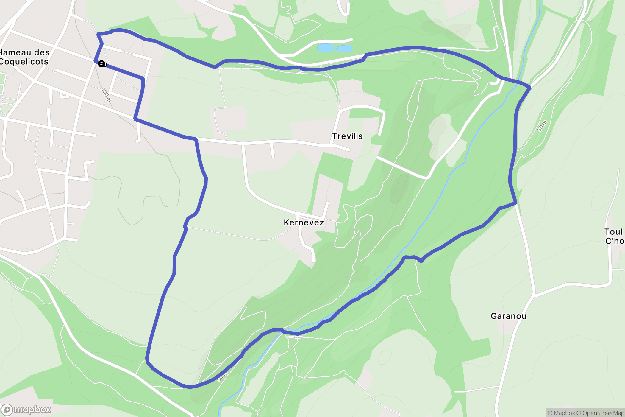 Guiclan : carte du parcours de randonnée - France