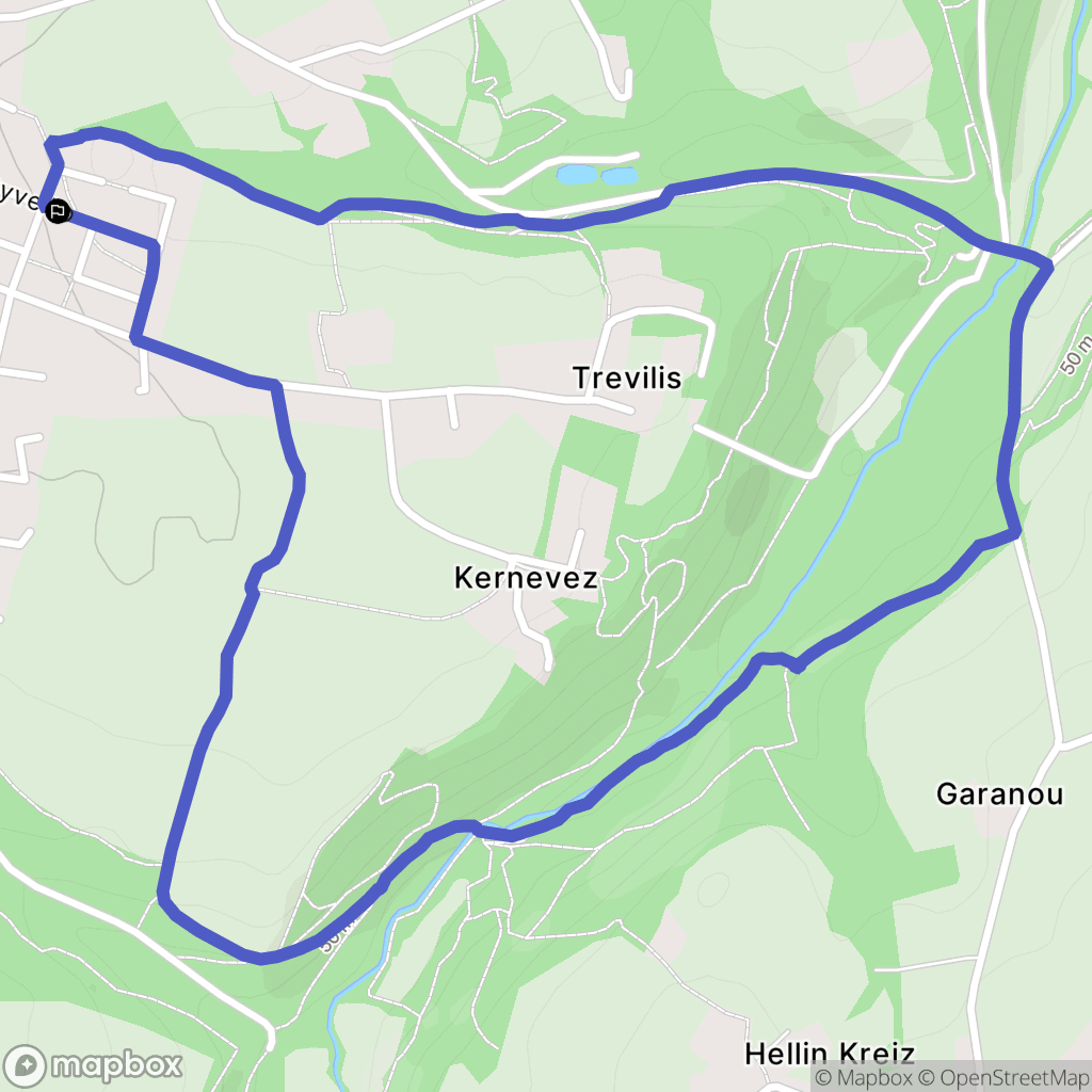 Guiclan : carte du parcours de randonnée - France