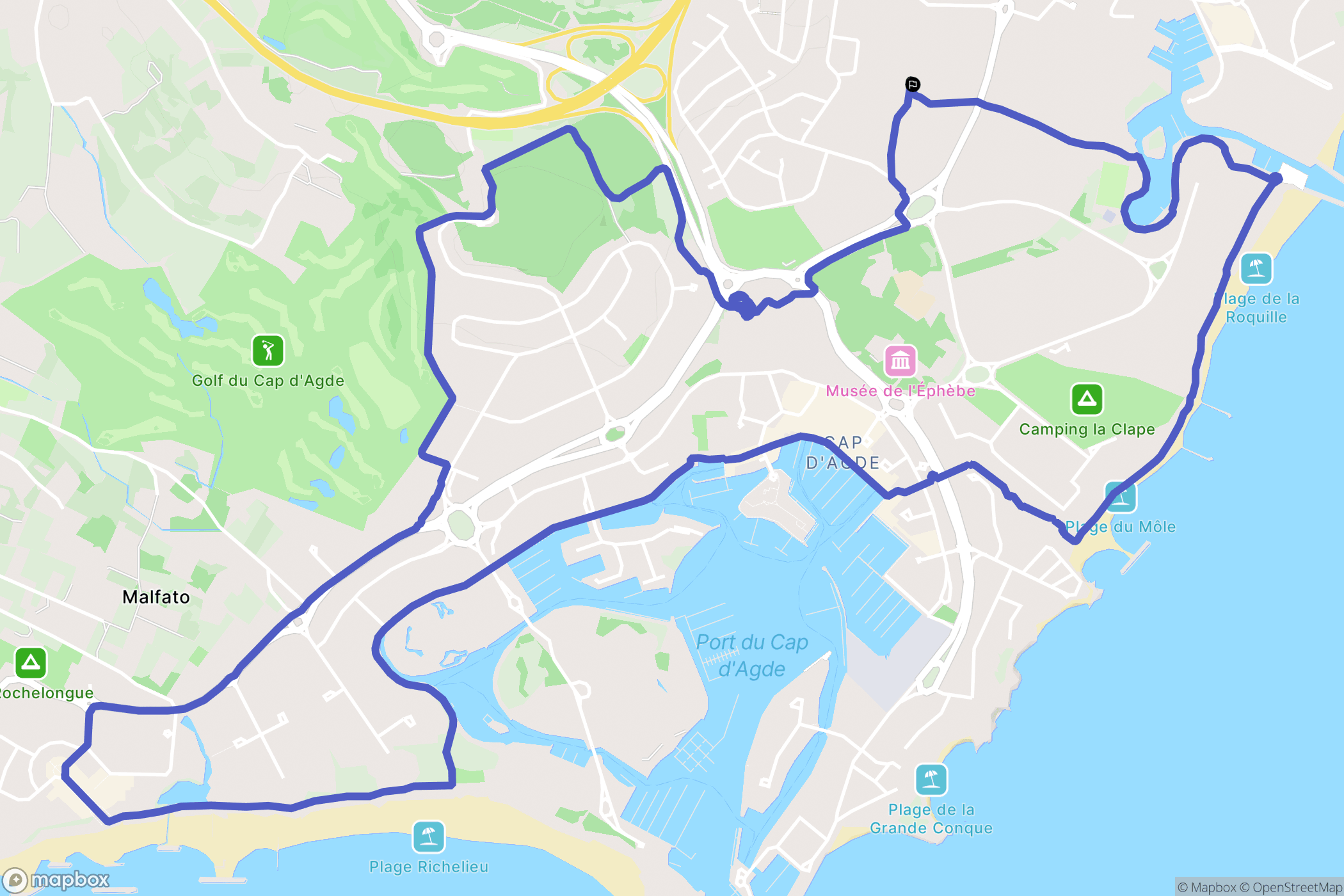 Agde : carte du parcours de randonnée - France