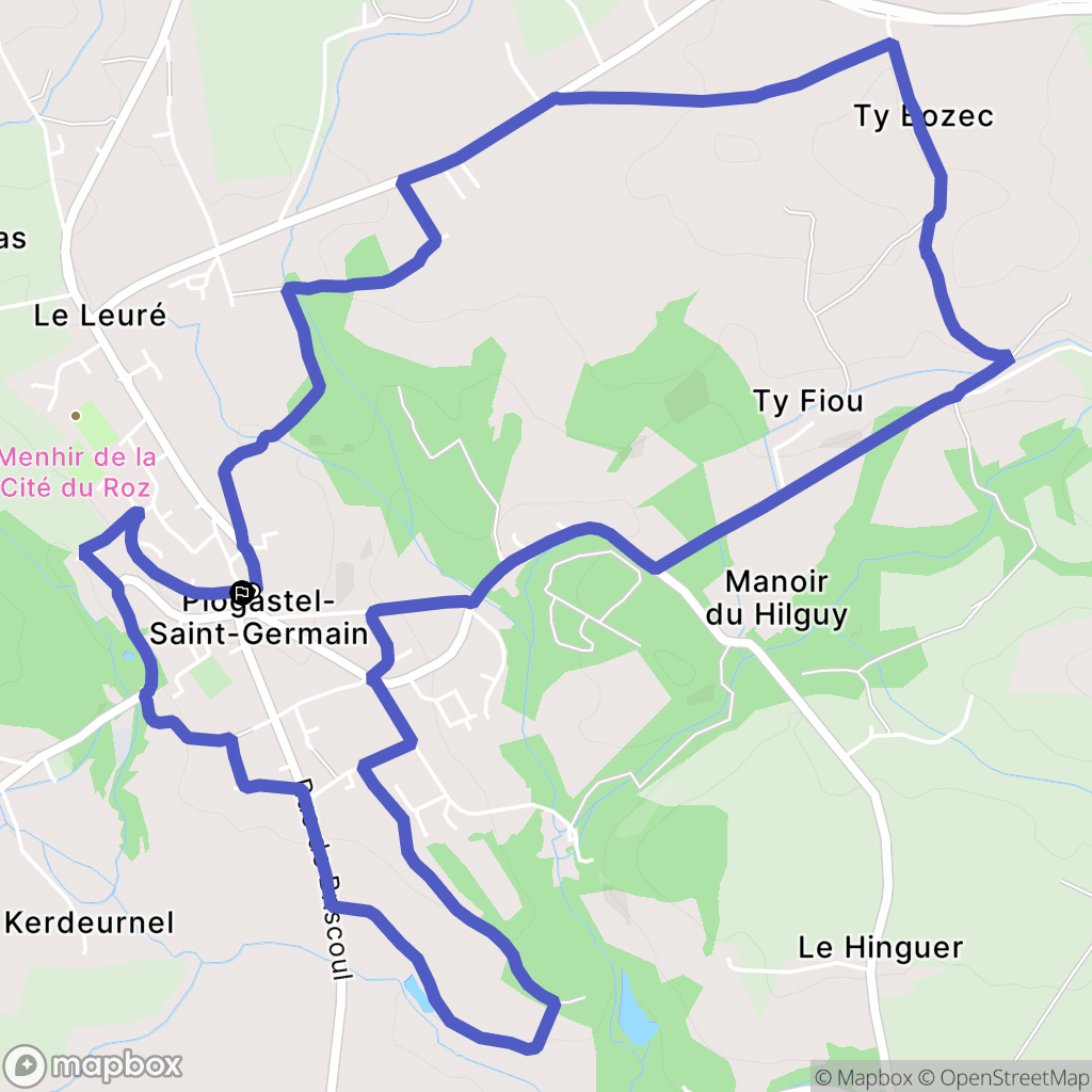 Plogastel-Saint-Germain : carte du parcours de randonnée - France