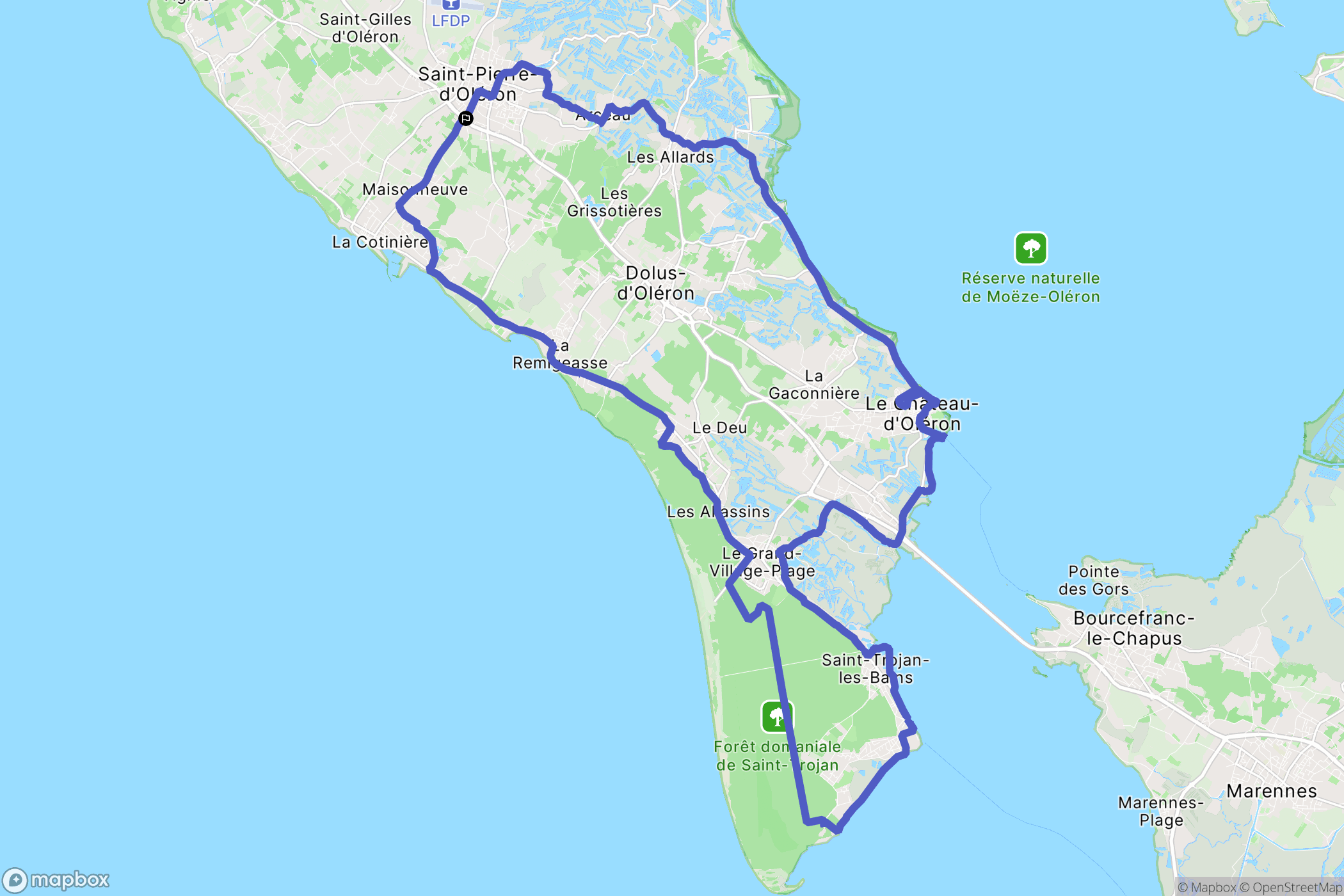 Saint Pierre D'Oléron : carte du parcours de randonnée - France
