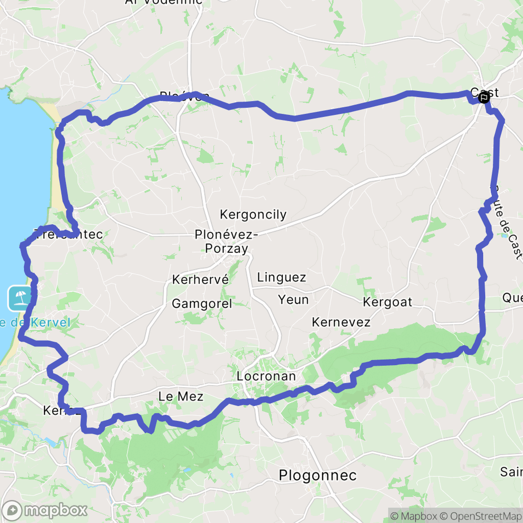 Cast : carte du parcours de randonnée - France