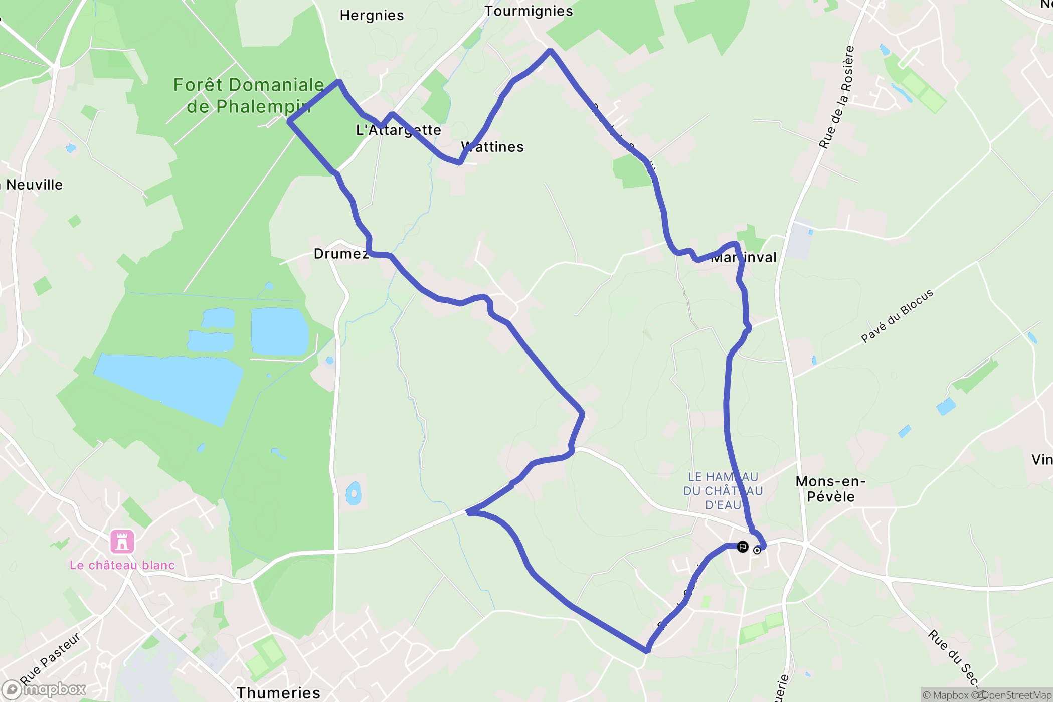 Mons-en-Pévèle : carte du parcours de randonnée - France