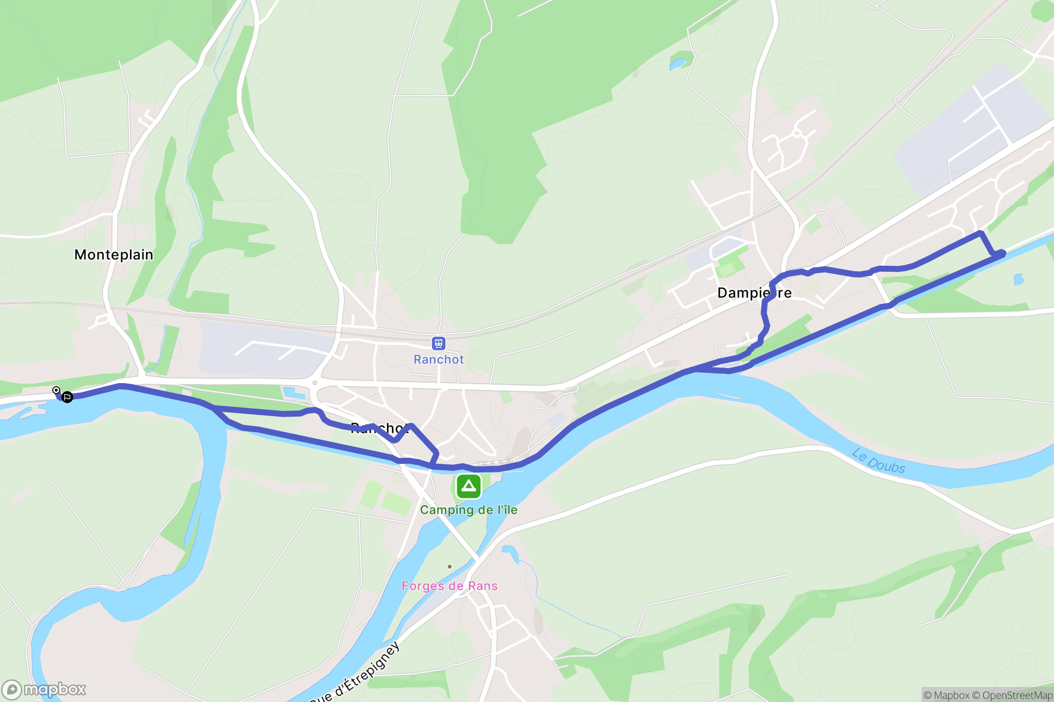 Monteplain : carte du parcours de randonnée - France