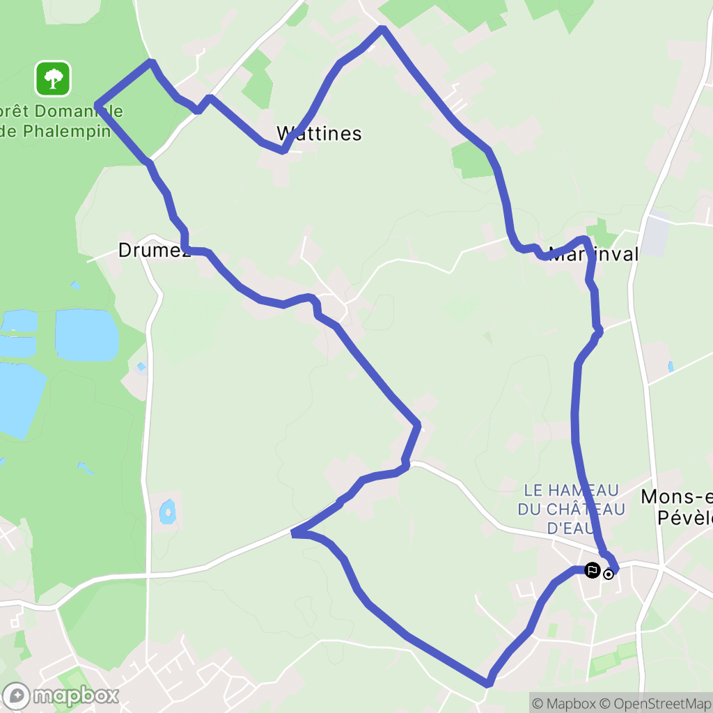 Mons-en-Pévèle : carte du parcours de randonnée - France