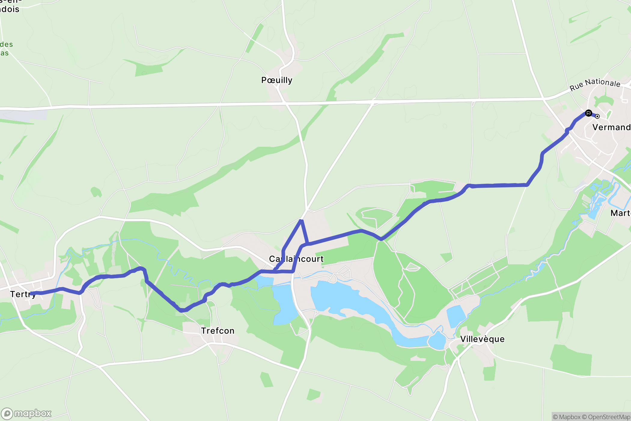 Vermand : carte du parcours de randonnée - France
